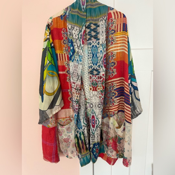 Johnny Was Patchwork Floral Embroidered Kimono 100%silk - Picture 2 of 9